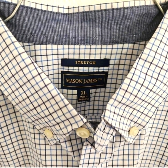 Mason James Other - Mason James Stretch Long Sleeve Shirt Mens Button Down White Check Plaid Sz XL